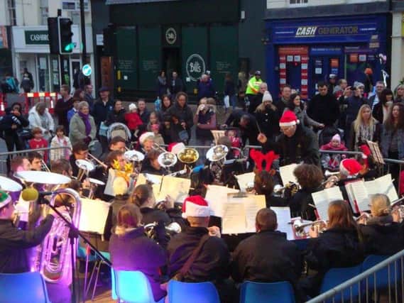 Royal Spa Brass at the Leamington Tree of Light switch-on.