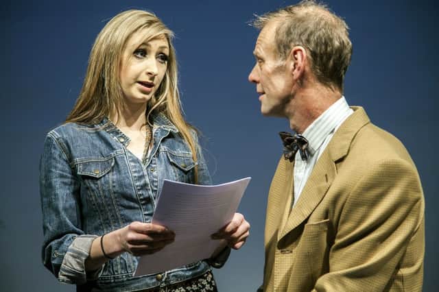 Sarah Kyffin as Jennifer with Paul Atkins as Alex in the Loft Theatre's production of Hitchcock Blonde.