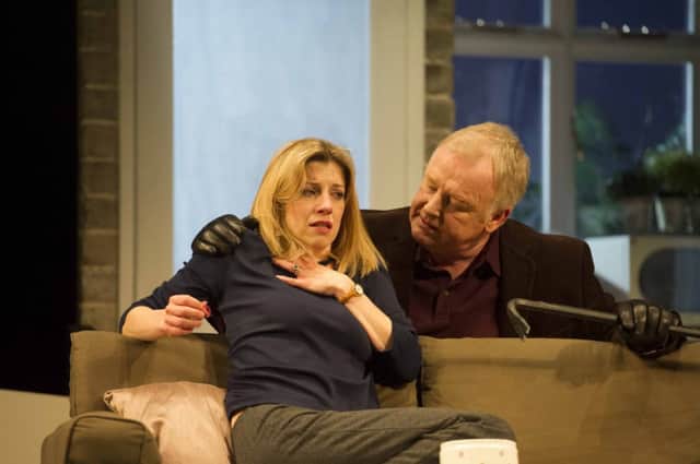 Claire Goose and Les Dennis in The Perfect Murder. Picture by Alastair Muir.