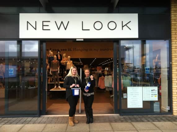 Leamington New Look sales assistants Harriett Sabin and Sheri Blackstock fundraise for their charity skydive.