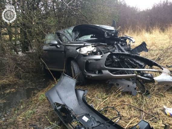 The scene of the crash in Hampton on the Hill on Monday.