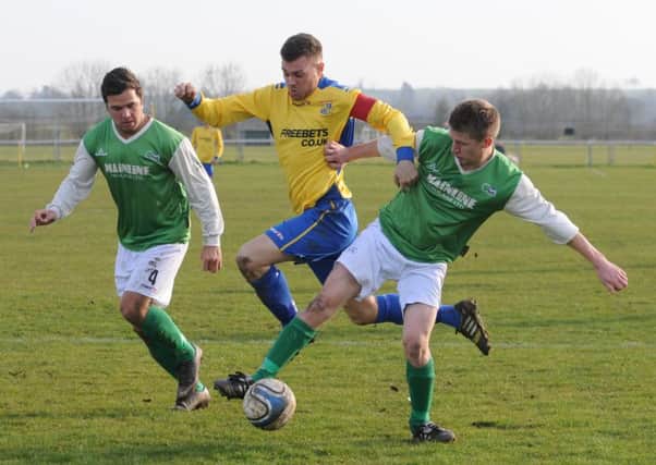 Brad Rees looks to force his way through. Picture: Morris Troughton MHLC-08-03-14 Southam Brocton Mar12 (20)