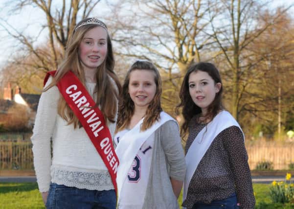 This year's Long Itchington Carnival queen Elisha Thorne Bowmaster, 13, with the two chosen princesses, Tilly England, 13, and Katie Round, 12.