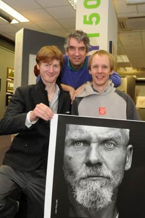 Jonathan Chilvers of the Way Ahead project (right) pictured last year with photographer Josh King, who exhibited a photographic project about Leamingtons homeless at Gallery 150 and the gallerys former manager Gerry Smith.