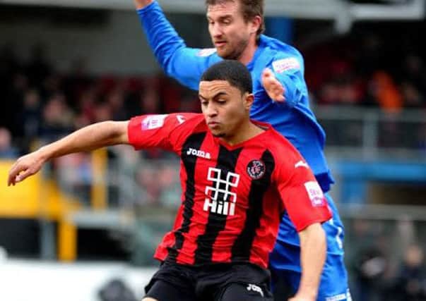 New Leamington signing Nathan Hicks in action for former club Histon.