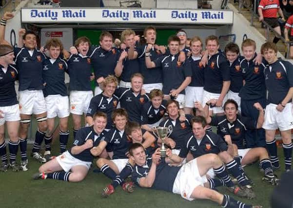 Warwick School under-18s celebrate their 2007 Twickenham success.