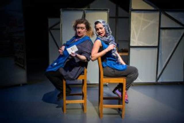 Johanna Allitt and Michelle Cobb in Glasshouse by the Cardboard Citizens Forum Theatre. Picture by Hugh Hill.