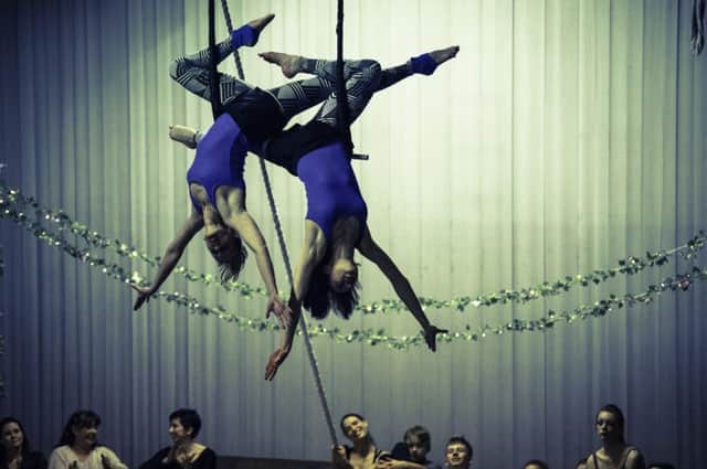 Circus Vogue students performing in Budbrooke on Saturday.