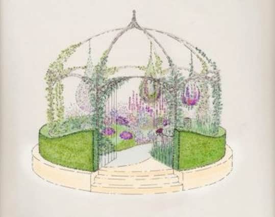 The design for Sarah Horne and Debbie Cooke's exhibit for Leamington for the Chelsea Flower Show 2014.