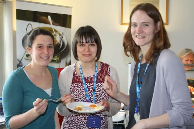 South Warwickshire NHS Foundation Trust staff sample some of the healthy food on offer at the trusts hospitals.