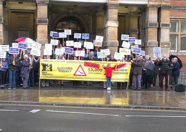 Protestors against the Local Plan outside Leamington town hall.