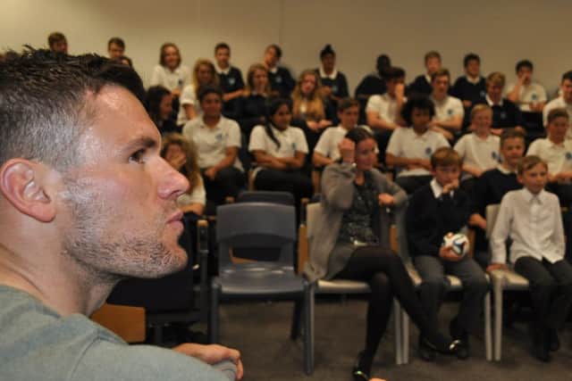 Ben Foster takes questions at North Leamington School. Picture submitted