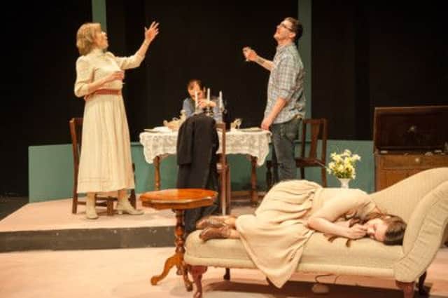 Amanda (Julie Godfrey), Jim (Martin Donaldson), Tom (Joshua Pink) and Laura (Rachel Partington) in The Glass Menagerie at the Talisman Theatre. Picture by Peter Weston.
