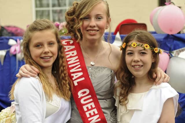 Long Itchington carnival queen and attendantsTilly England, Elisha Thorne-Bowmaster and Katie Round.