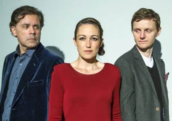 Richard Ely (Robert), Libby McKay (Emma) and Dave Crossfield (Jerry) in Betrayal at the Loft Theatre.