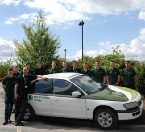 Motor vehicle students at Warwickshire College with their bio-diesel car.