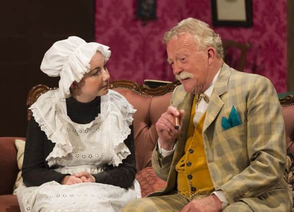 Lucy Morris as Ruby Birtle and Kevin Hand as Henry Ormonroyd in The Bear Pit Theatre's production of When We Are Married. Picture by Patrick Baldwin.
