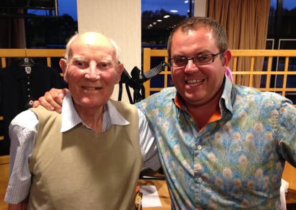 Peter Sprawson, 94, with Coventry professional Martin Sutliff after his professionals day win at the Finham-based club.