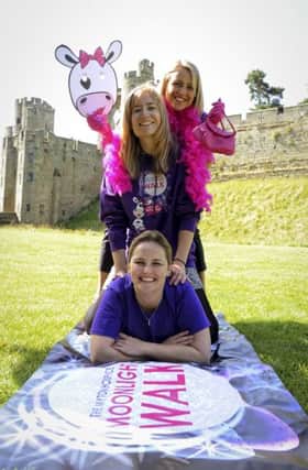 Myton Hospices communications officer Sara Revell, events coordinator Lucy Turner and events manager Sarah Stallard launch this year's Moonlight Walk.