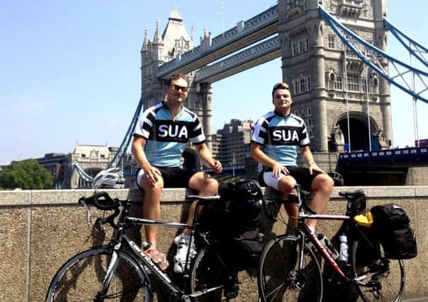 Nick Ship and Thomas Kaval during their cycle to Paris. Picture submitted