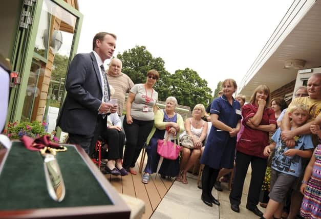Chris White MP opens the new accommodation for relatives of patients at Myton Hospice in Warwick.