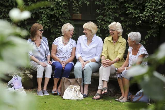 Rita Thorpe, Jan Thorpe, Celia Parker, Kay Henson and Vicki Boucher at the Myton Hospice summer fete.