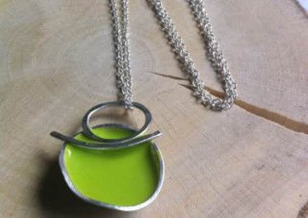 Sterling silver and large cold resins necklace by Rosie White.