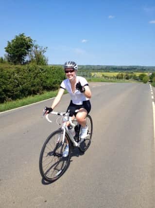 Gemma Fitzpatrick in training before taking part in the Ride London 86-mile cycle to raise funds for Farm Africa.
