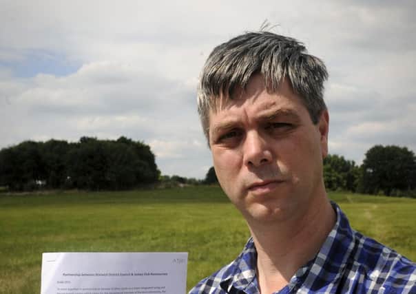 Nigel Hamiitlon, a long standing campaigner for saving the common land on Warwick Racecourse, has discovered a secret agreement between the district council and the Jockey Club, in which the council offers to hand over the land to the Jockey Club. NNL-140729-210329009
