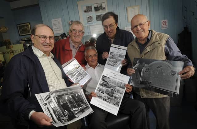 Terry Gardner, Michael Pearson, Tony Eden, Barry Franklin (chairman) and Derek Billings of the Leamington History Society launch their calender.