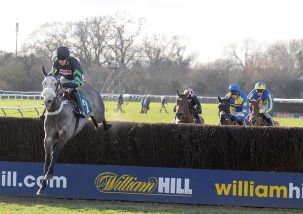 Corrin Wood on his way victory in the long-distance novices chase at Warwick earlier in the year.