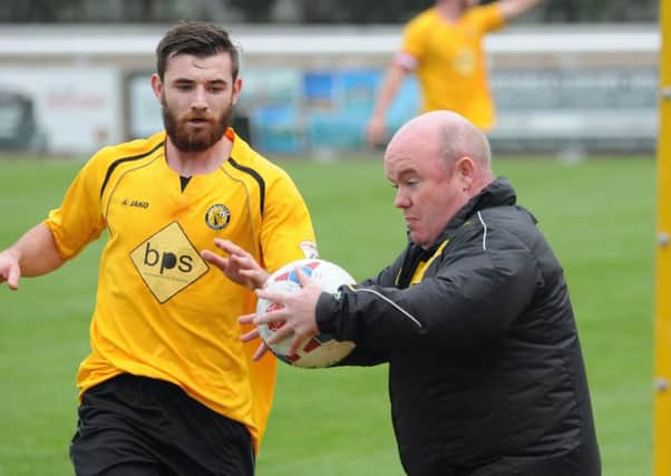 Paul Holleran looks to speed up play during Saturdays 3-1 defeat at the hands of Harrogate. Picture: Morris  Troughton