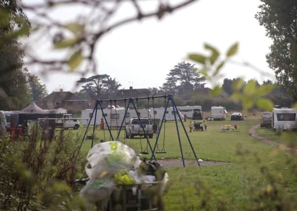 The encampment at Redland Road, Leamington. Police moved the travellers on on Wednesday but another camp was set up at Fords Field a few hours later.