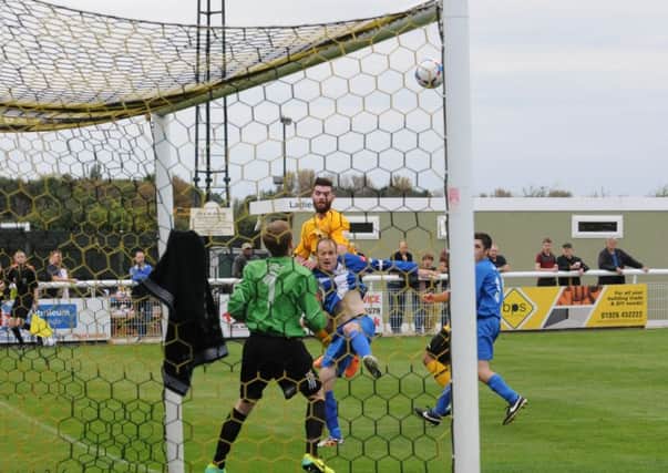Brakes at home to Wroxham in the FA Cup 2nd qualifying round. Second-half action.
Dan Newton scores number four.
MHLC-27-09-14 Brakes Wroxham NNL-140927-191818009