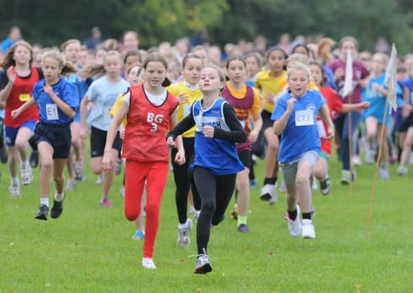 Runners set off in the girls race at Newbold Comyn last Saturday. Pictures: Morris Troughton