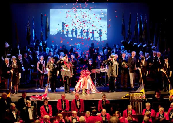 The poppy drop at the Warwick District Remembers concert