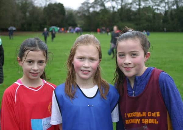 The first three in the girls' race at Priors Field School. Picture submitted