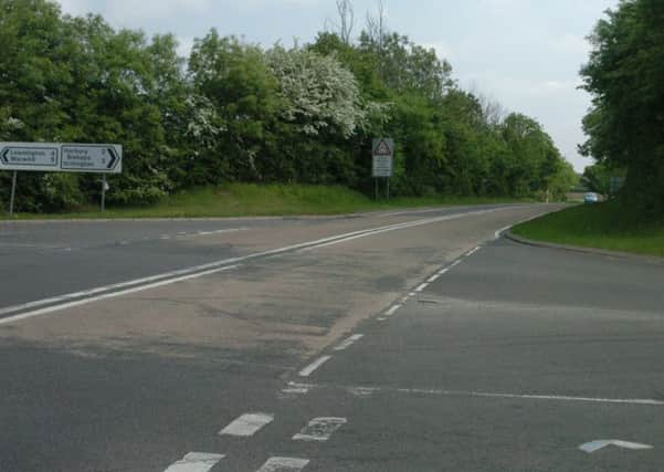 The cross roads at the junction of Harbury Lane and the Fosse Way.