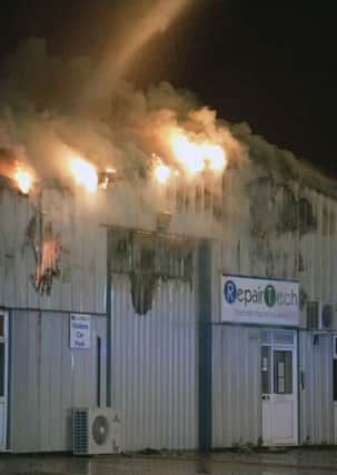 Fire at Repair Tech Specialist Repair Solutions at Southam. Image Credits: Stephen Allinson