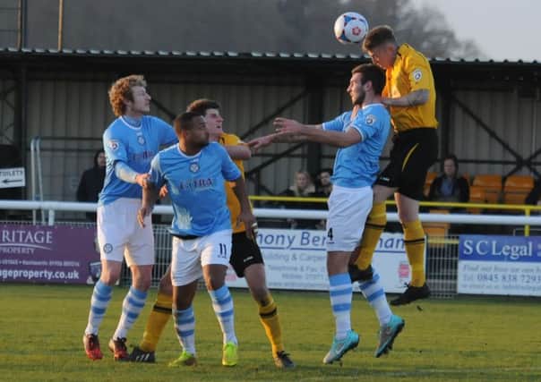Jamie Tank came in for praise from Leamington boss Paul Holleran. Picture: Morris Troughton