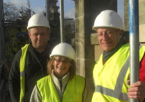 Rev Linda Duckers at the topping-out ceremony in St Nicholas Church