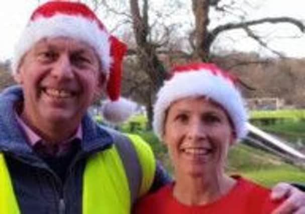 Louise Andrews with David Moorcroft at Coventry parkrun.