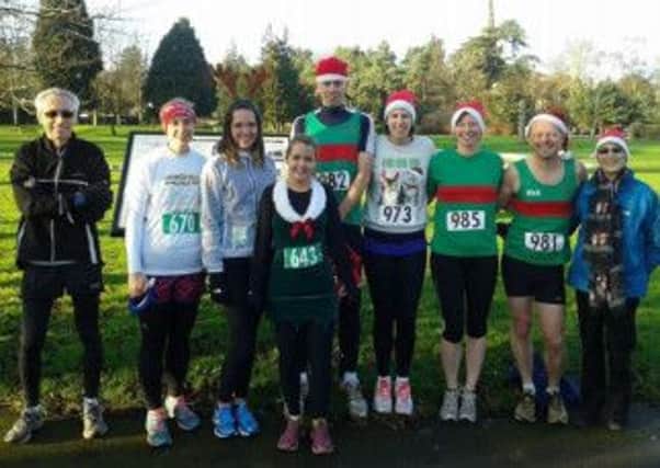 Spa Striders line up ahead of the Christmas morning run around St Nicholas Park in Warwick. Picture submitted