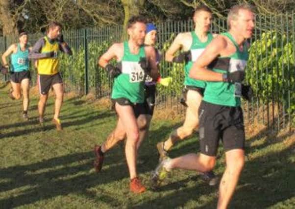 Kenilworth Runners trio Marc Curtis, Matt Dyer and Pete Bryan in action at Coundon Park on Saturday. Picture submitted