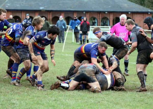 Action from Leamingtons home defeat at the hands of Midlands Two West (South) rivals Spartans. Picture: Gina Ruyssevelt