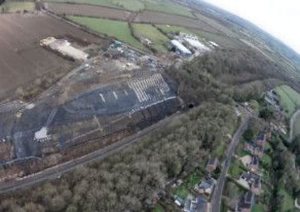 Aerial view of the landslip on the railway line at Harbury