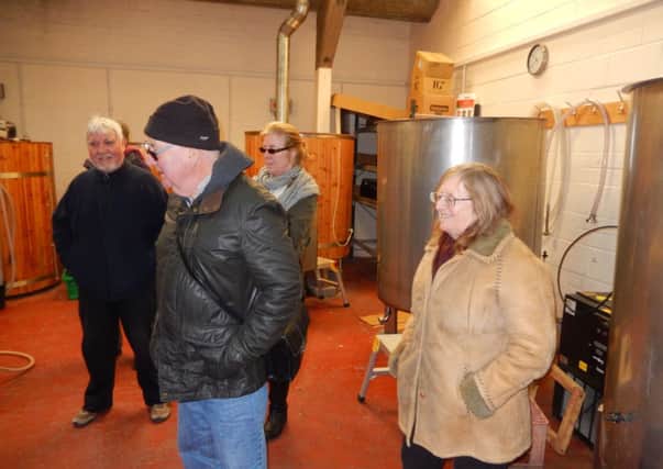 Part of the tasting panel at the Winning Post Brewery in Worcester.  From left to right: Stan Brignall, Ivan Spicer, Karen Spicer and Judy Brignall.