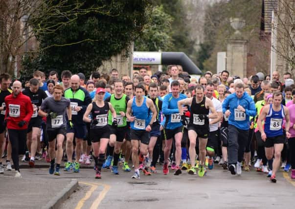 Runners set off at the start of the Moreton Morell Mad Dash 10k.