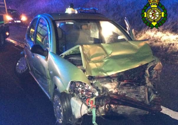 Six motorists were lucky to escape without any life- threatening injuries after a six-car crash on the M40 near Warwick. Photo courtesy of West Midlands Ambulance Service.