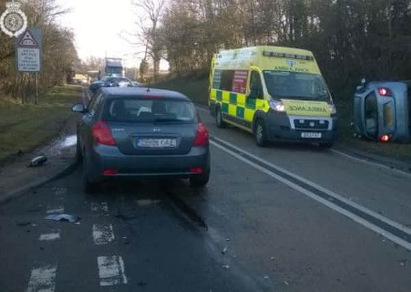 The scene of the crash on the Fosse Way last Friday. Photo courtesy of West Midlands Ambulance Service